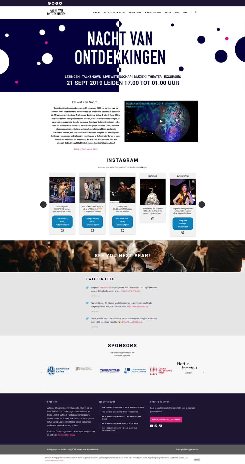 Website van Nacht van Ontdekkingen
