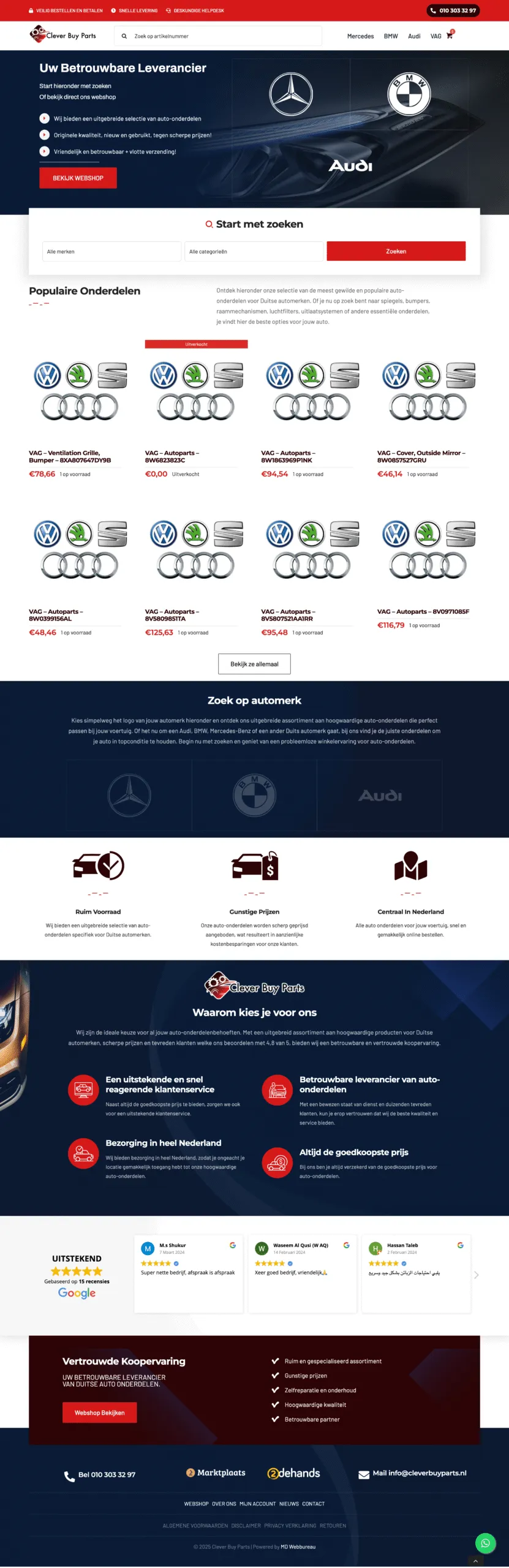 Website van Clever Buy Parts
