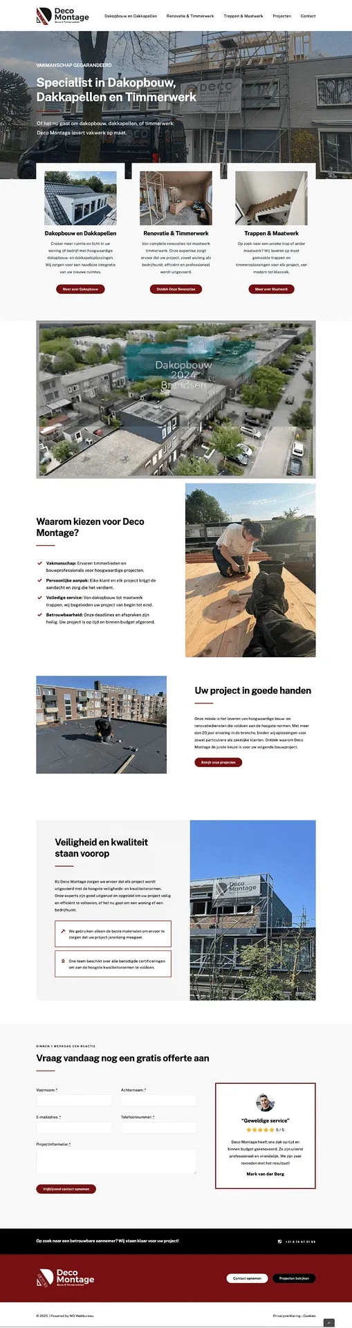Website die MD Webbureau bouwde voor Deco Montage