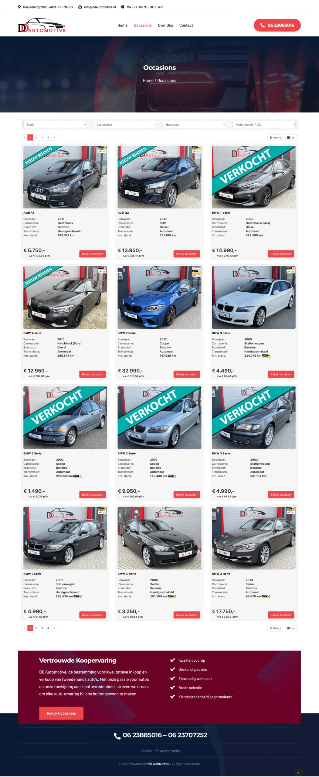 Website van DD Automotive
