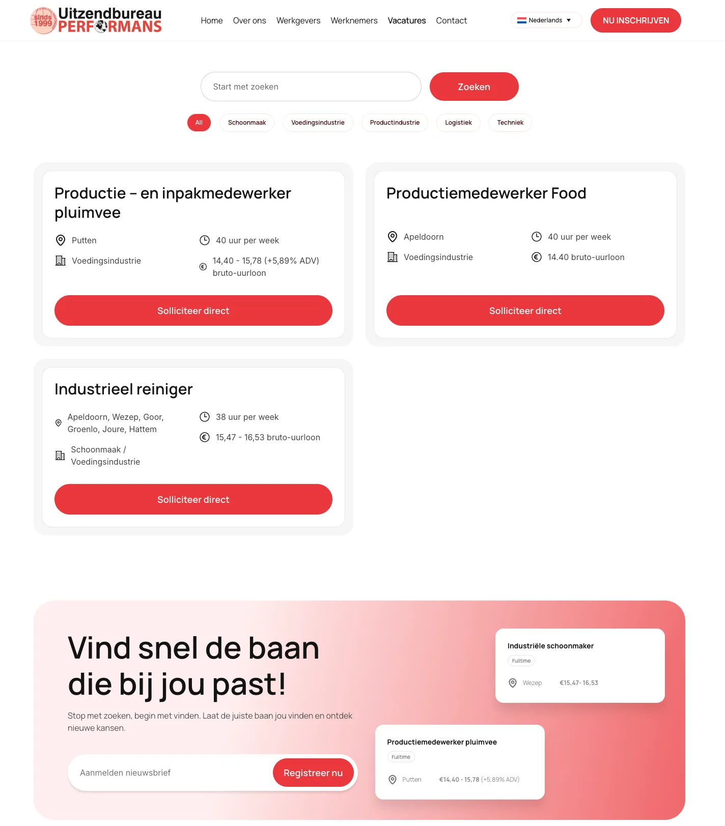 Website van Uitzendbureau Performans