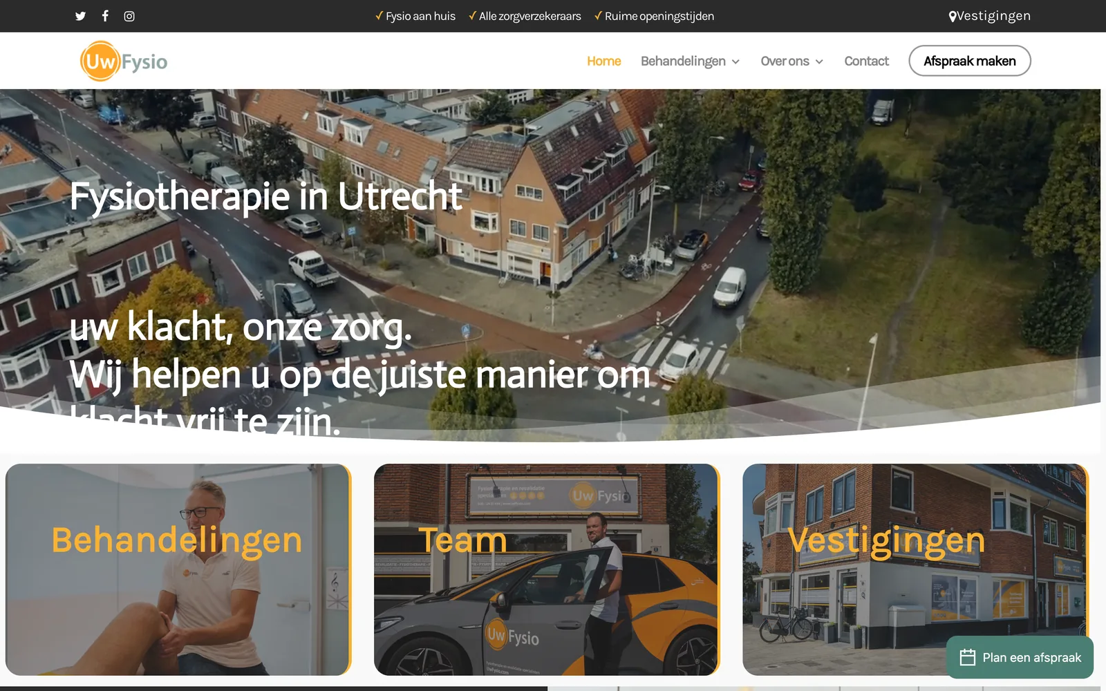 Website die MD Webbureau bouwde voor UwFysio